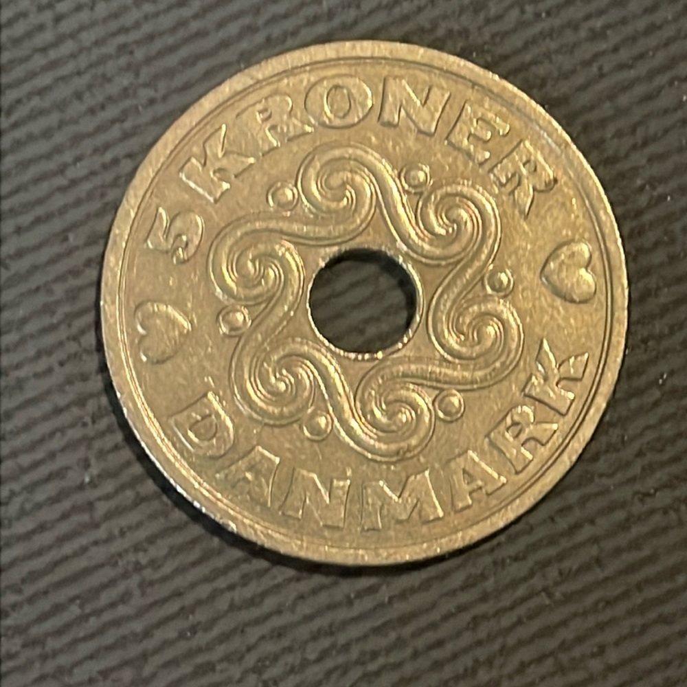5 kroner Danmark danish coin Denmark cute heart